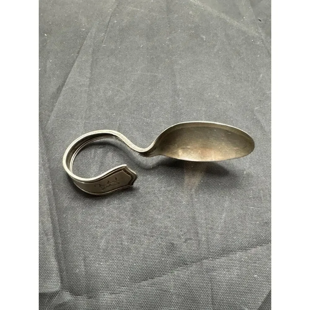 Vintage SSMC Sterling Silver Baby Spoon Bent Handle Monogram R Small 3.5